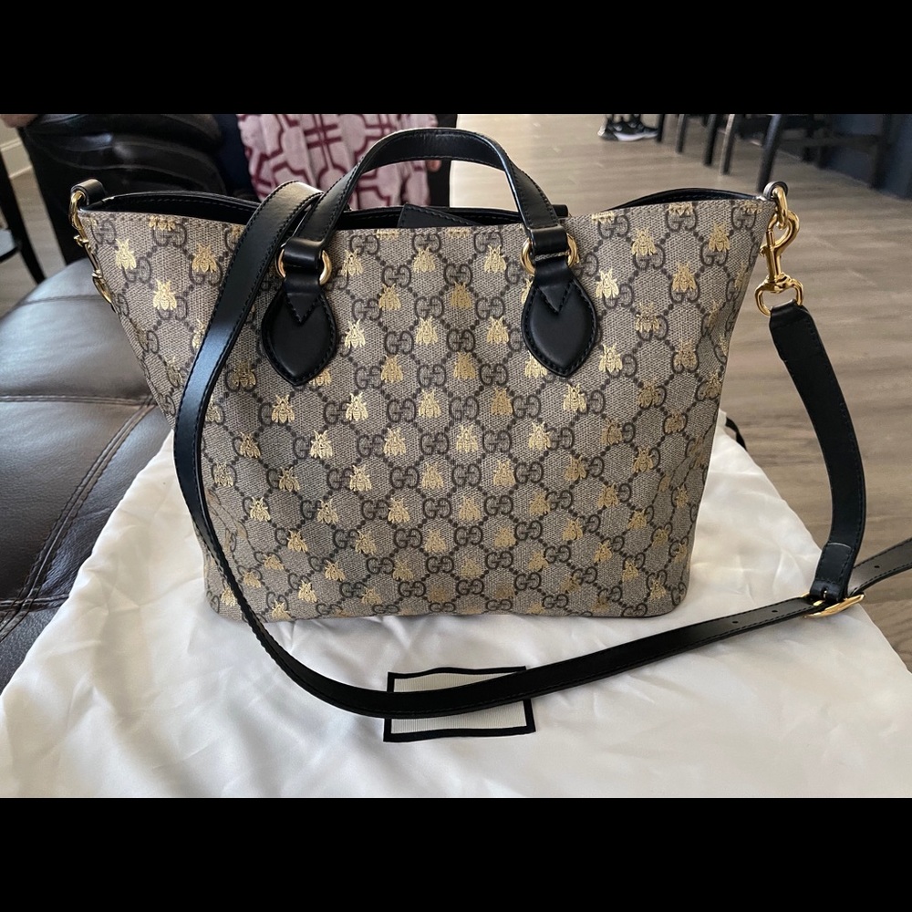 Gucci GG gold bee small tote 100% authentic